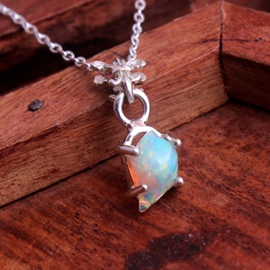 Christmas Special Ethiopian <b>Opal</b> Gemstone Rough <b>Pendant</b> 925 Sterling Silver Handmade Jewelry Silver Charm <b>Pendant</b> Gift for Her - Product Image 6