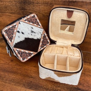 Nouveau Portable De Luxe En Cuir De Vachette Voyage Boîte À Bijoux Organisateur Boucle D'oreille Anneau Collier Accessoires À La Mode De Stockage Cadeau Cas - Product Image 2