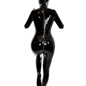 Mono negro sin mangas para mujer, de cintura alta, largo completo, elástico, ajustado al cuerpo, estilo clubwear, sexy, tipo skinny - Product Image 2