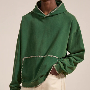 Sudadera con Capucha Verde para Hombre, Estilo Oversize con Estampado de Calavera, Estilo Mafia, Hip Hop, Tejido de Algodón, Informal de Otoño, Diseño con Logotipo Frontal y Bolsillo - Product Image 4