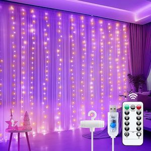 300 LED Dimmable Curtain <b>Lights</b> 8 Modes Fairy <b>String</b> <b>Lights</b> with Remote Timer USB Powered for Room Wall Party & Xmas Decorations - Product Image 1