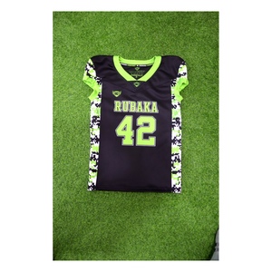 Ensemble de vêtements de sport d'équipe personnalisé, maillot de football à manches courtes imprimé camouflage noir et vert néon, et pantalon - Product Image 5