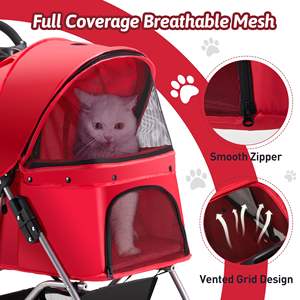 Cochecito Premium para mascotas de cuatro ruedas con correas de seguridad, Cabina espaciosa de tela impermeable y ruedas lisas, 2017 - Product Image 3