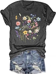 Camiseta de Algodón Estampada para Mujer, Camiseta Moderna con Gráficos, Corte Holgado Informal, Tela Transpirable, Ropa de Calle Elegante para Mujer, Ropa de Verano - Product Image 2