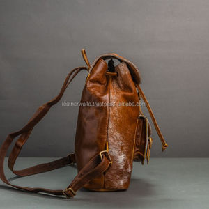 Sac à dos en cuir de vache véritable LW Sac à dos isolé en fourrure de vache de style bohème rock Sac à bandoulière pour ordinateur portable pour femmes Caractéristiques nationales - Product Image 3