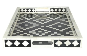 Plateau élégant en os incrusté, fait main, de luxe, pour le service et la décoration de la maison, plateau bohème en os incrusté au meilleur prix - Product Image 5