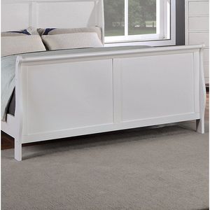 Letto matrimoniale moderno a slitta, colore bianco, include testiera e pediera, in compensato, struttura letto singola, mobili per camera da letto - Product Image 4