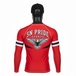 Rashguard MMA personnalisé de qualité supérieure, manches longues, UPF50+, logo frontal, respirant, Spandex/Nylon, unisexe, prix de gros, couleur personnalisée - Product Image 5