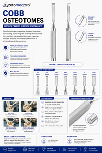Ensemble d'instruments manuels COBB Osteotomes, largeur de lame de 6 mm à 32 mm, pour instruments chirurgicaux orthopédiques ZETOMEDPRO - Product Image 3