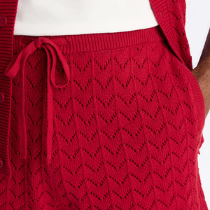 Ensemble polo et short en tricot pour homme, couleur rouge unie, tenue décontractée en deux pièces, tricot respirant en coton - Product Image 5
