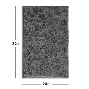 Tapis de bain moderne en chenille rectangulaire gris foncé avec dos antidérapant en caoutchouc épais et touffeté pour usage domestique - Product Image 3