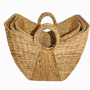 Cesta Redonda Rústica Ecológica de Jacinto de Agua Hecha a Mano para Almacenamiento Decorativo y Organización Elegante del Hogar, de Vietnam - Product Image 6