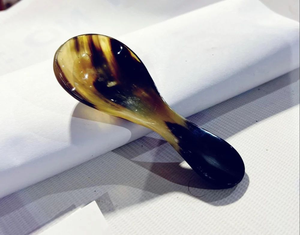 Cuillère de service plate en corne de buffle naturelle, design classique, manche court, poli miroir, écologique, capacité 15 ml, pour restaurant - Product Image 6