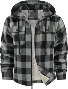 Plaid Hooded <b>Flannel</b> <b>Jacket</b> With Fleece Lining Windproof Casual Winter Coat Regular Fit Long Sleeve - Product Image 5