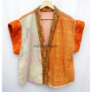 Hermoso Kimono de Algodón Vintage Hecho a Mano con Parches Kantha, Ecológico y Natural para Invierno, con Bolsillos y Cinturón para Mujer - Product Image 5