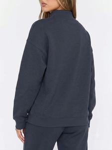 Sweat-shirt en molleton surdimensionné à col montant personnalisé pour femme, pull décontracté pour l'hiver, vente en gros OEM - Product Image 3
