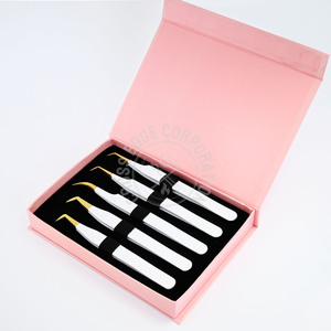 แหนบปลายขนตาแยกชิ้นสำหรับต่อขนตา DIY วอลลุ่ม45 90องศาพร้อมปลายเส้นใยทอง - Product Image 1