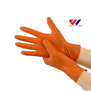 Gants en nitrile orange résistants aux produits chimiques et à l'huile, à texture diamantée en relief, de qualité supérieure, 8 mil, pour mécaniciens - Product Image 1