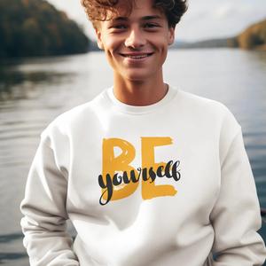 Sweat-shirt pour homme à col rond, coupe oversize, 100% coton, hiver, avec texte de motivation imprimé au dos, broderie et impression numérique - Product Image 1