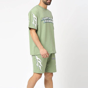 Econex Sports OEM Best Selling Plus Size Solid Color Cotton Twin <b>Set</b> Mens 2PC Shorts T-Shirt Quick Dry Casual Summer - Product Image 4