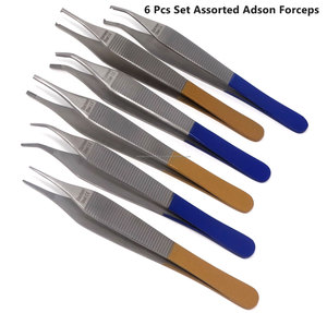 Ensemble de pinces à tissus Adson 6 pièces, pinces à pansements chirurgicales, instruments de chirurgie plastique, acier inoxydable, manuel d'hôpital - Product Image 4