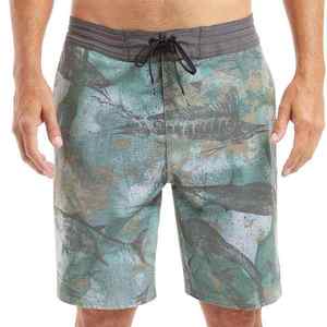 Shorts de bain pour hommes à séchage rapide avec imprimé poisson, taille à cordon de serrage, longueur mi-cuisse, décontractés - Product Image 1