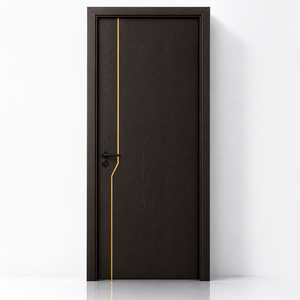 Dewoo Modern Dark Wood Grain WPC Interior <b>Doors</b> with Decorative <b>Trim</b> Waterproof Bedroom Apartment Hotel Use 5 Year Warranty - Product Image 1