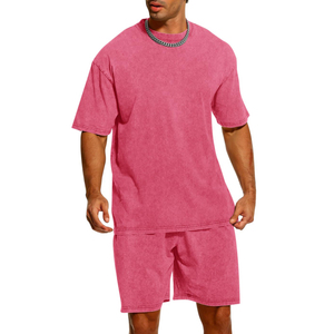 Conjunto de 2 Piezas de Verano para Hombre, Estilo Acid Wash, Transpirable, Camiseta y Pantalones Cortos para Correr, Manga Corta - Product Image 4