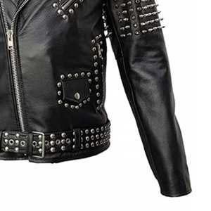 Nouvelle arrivée, vestes en cuir pour femmes de haute qualité, design personnalisé, à la mode, en vente à prix réduit, veste en cuir cloutée pour femmes - Product Image 5