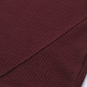 T-shirt en tricot à manches longues pour homme, col rond, couleur unie, texture gaufrée, coupe ajustée, vêtements décontractés, bordeaux - Product Image 6