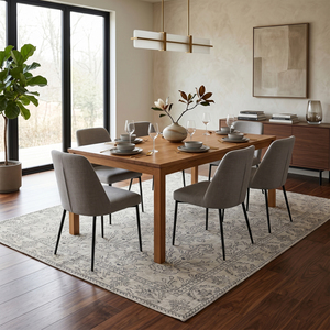 Tapis en laine épaisse gris argenté ivoire, géométrique, fait main, écologique, antidérapant, à poils moyens, moderne, pour salon et chambre à coucher - Product Image 3