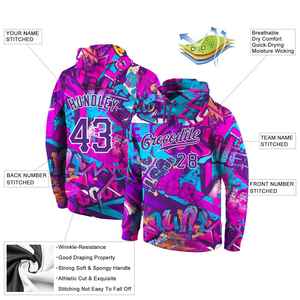 Sweat-shirt personnalisé pour homme avec nom et numéro imprimés par sublimation, dégradé violet, décontracté, pour l'automne, sweat-shirt de sport - Product Image 2