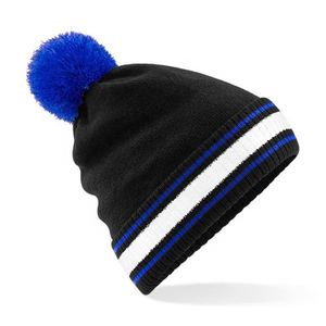 New Design Unisex Striped <b>Beanie</b> Hat <b>with</b> <b>Pom</b> <b>Pom</b> 100% Acrylic Knitted Winter Casual Cap Color Blocking Red Black White Adults - Product Image 3