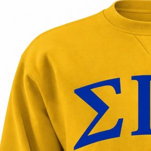Sudadera de cuello redondo con letras griegas arqueadas Sigma Gamma Rho, dorada, para mujer, de forro polar, personalizada, universitaria, informal, griega - Product Image 3