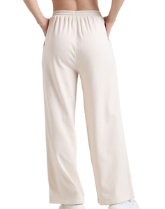 <b>Joggers</b> Pockets Sports Mid-Waist Solid Pattern <b>Women's</b> Lightweight <b>Straight</b>-Wide <b>Leg</b> Yoga Sweatpants OEM - Product Image 3