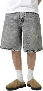 Shorts en jean délavé taille haute coupe droite décontracté été coton pour homme - Product Image 2