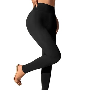 Women's V-Shape Elastic Waist <b>Knitted</b> Nylon Seamless Breathable Lightweight Vintage Knee-Length Yoga Fitness <b>Leggings</b> - Product Image 1