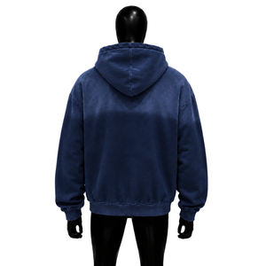 เสื้อสเวตเชิ้ตมีฮู้ดสีน้ำเงินกรมท่าสำหรับผู้ชาย พิมพ์ลายหัวใจและข้อความ "Love Me" ดีไซน์ลำลองขนาดใหญ่ โลโก้ด้านหน้า STREETWEAR HOODI - Product Image 2