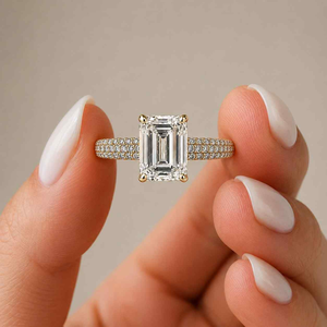 Anillo de compromiso con diamante de corte esmeralda, diamante cultivado en laboratorio, certificado IGI, joyería de lujo para mujer - Product Image 1