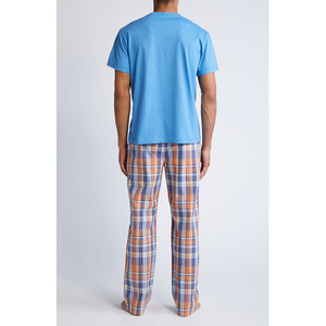 Vente en gros de pyjamas pour hommes de luxe, doux, 100% coton, à manches longues, avec passepoil, respirants, ensembles de vêtements de détente confortables - Product Image 5