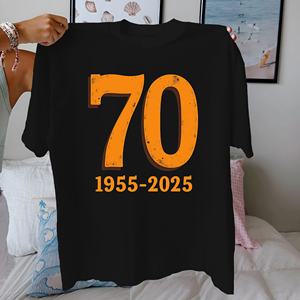 Camiseta de Mujer 70 with Years 1955 2025, Estampado Informal, Tejida, 100% Algodón, Corte Regular - Product Image 3