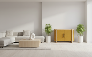 Aparador Moderno de 2 Puertas de Roble Macizo para Sala de Estar - Almacenamiento Resistente al Agua con Diseño Minimalista - Product Image 2