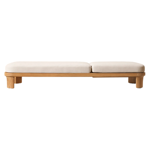 Chaise longue de jardin minimaliste en teck avec dossier réglable et coussin résistant aux intempéries, mobilier moderne pour hôtel et villa - Product Image 3