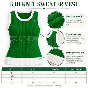 Cosh International Sisterhood Sorority Green <b>Knitted</b> Sleeveless Tank Top O-Neck Contrast Color Casual Wear Custom Logo - Product Image 6