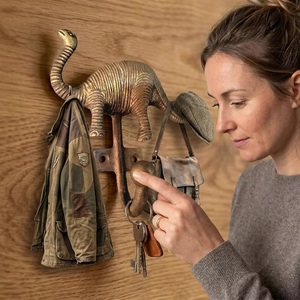 Jurassic Animal Wall Cast Iron Coat Hat Hooks Hanger Brass Antique Design Adjustable Waterproof Self-adhesive Installation - Product Image 3