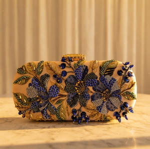 Luxury Evening Clutch Bag Half Moon Sparkling Beaded Flower Pattern Designer Women's Elegant Waterproof Purse - Product Image 2