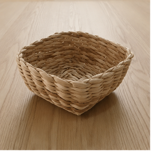 Panier rond en jacinthe d'eau tressé à la main, bol de rangement en rotin, organiseur en osier pour la maison, le bureau, la cuisine, la salle de bain - Product Image 4