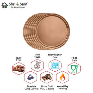 Ensemble de 6 assiettes complètes en acier inoxydable Majestic avec revêtement PVD or rose Plats et assiettes - Product Image 1