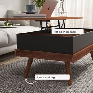Robusto tavolino in legno con rifinitura in noce con scomparti nascosti - Product Image 6