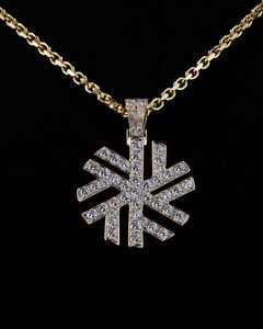 Snowflake Moissanite Pendant Necklace Round Brilliant Cut Rhodium Plated Gold Color Luxury Gift Jewelry - Product Image 5